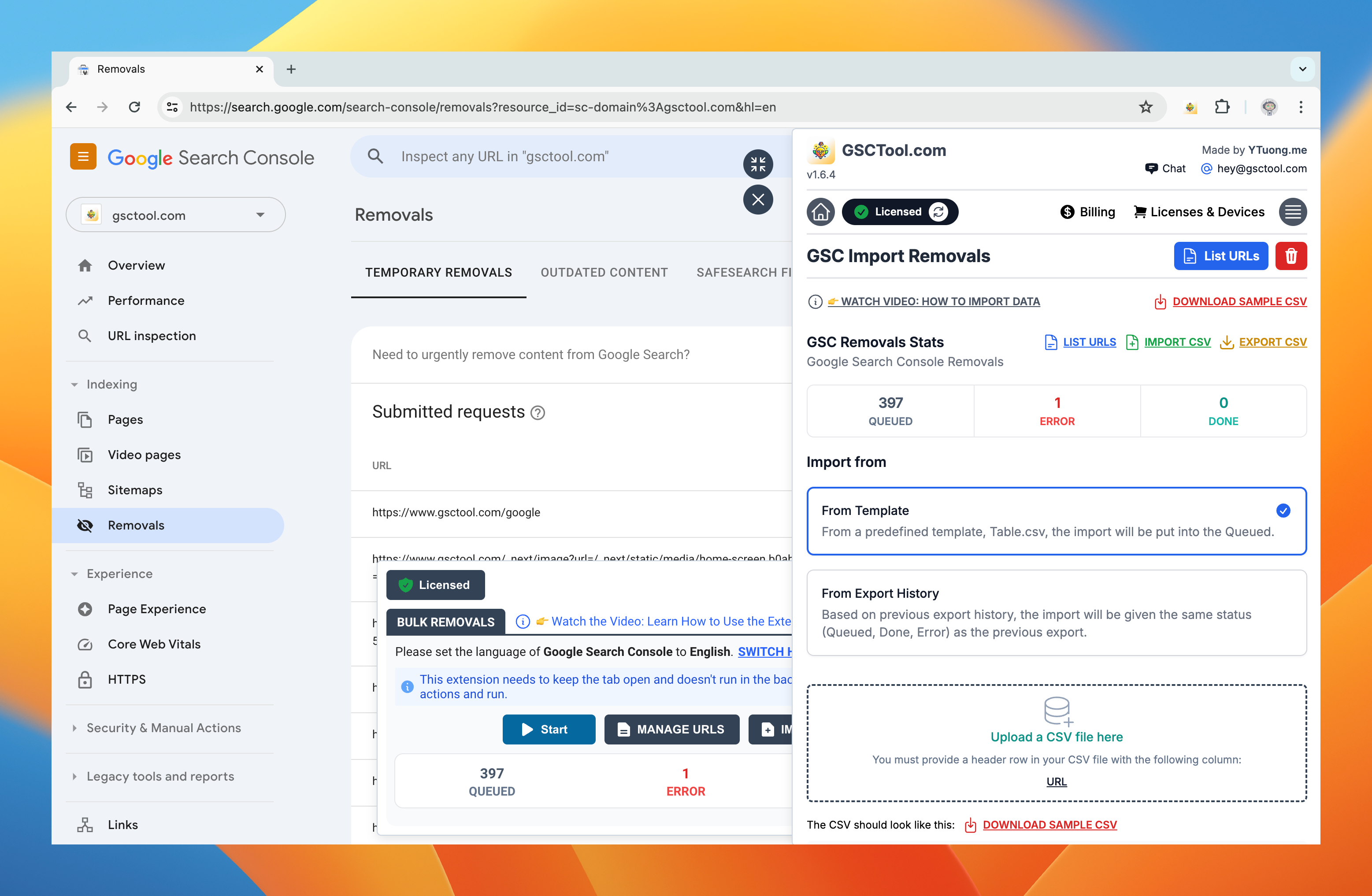 Import Your List into GSCTool.com Extension
